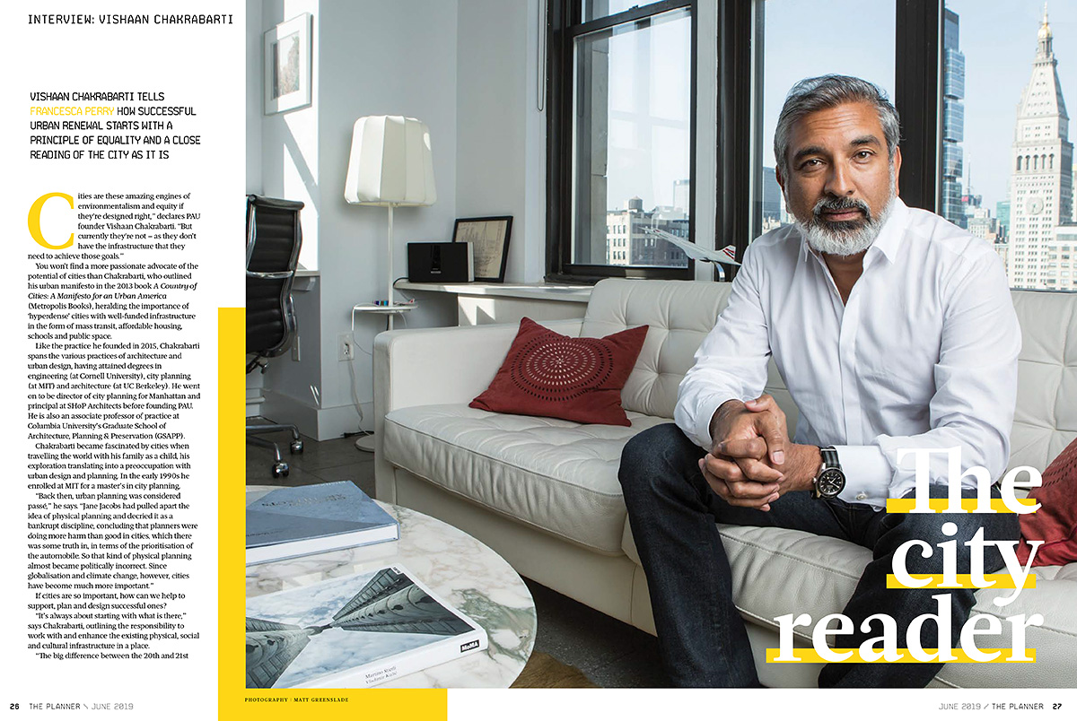 Editorial portrait of architect Vishaan Chakrabarti, photographed in NYC for The Planner