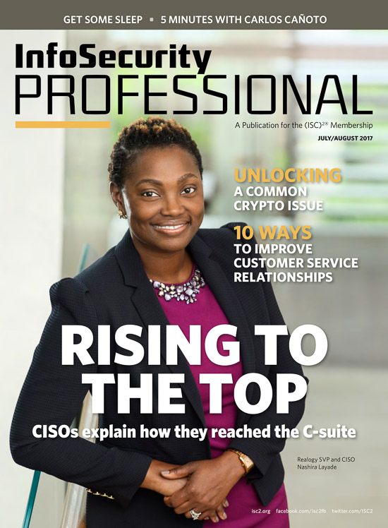 Cover portrait of Nashira Layade for InfoSecurity Professional Magazine