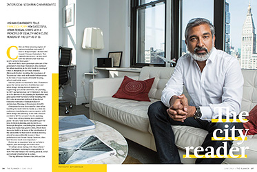 Editorial portrait of architect Vishaan Chakrabarti, photographed in NYC for The Planner